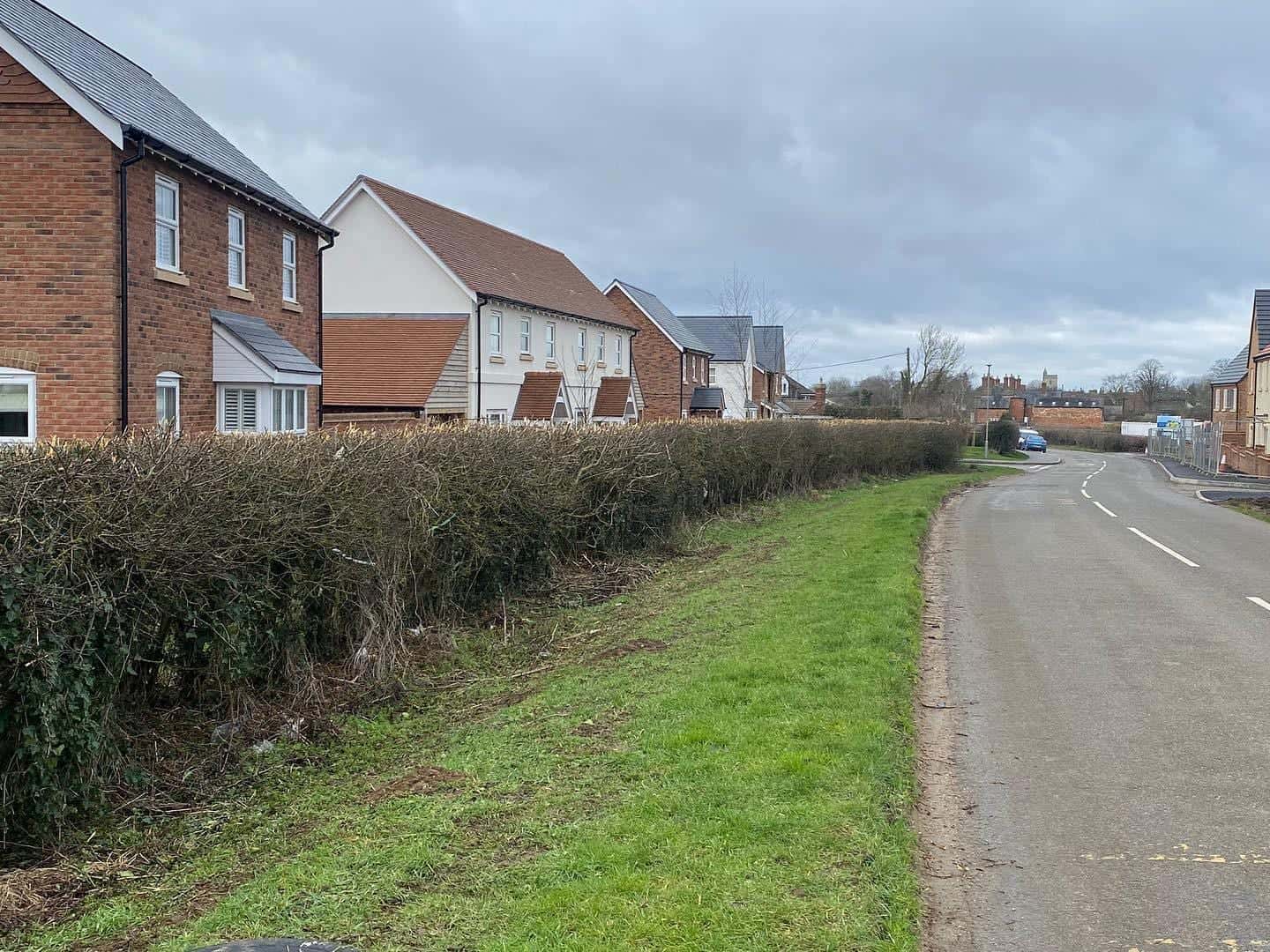 Verge cut along an estate road