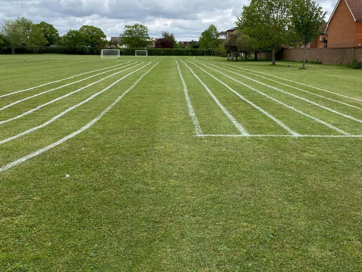 Running track marked on grass