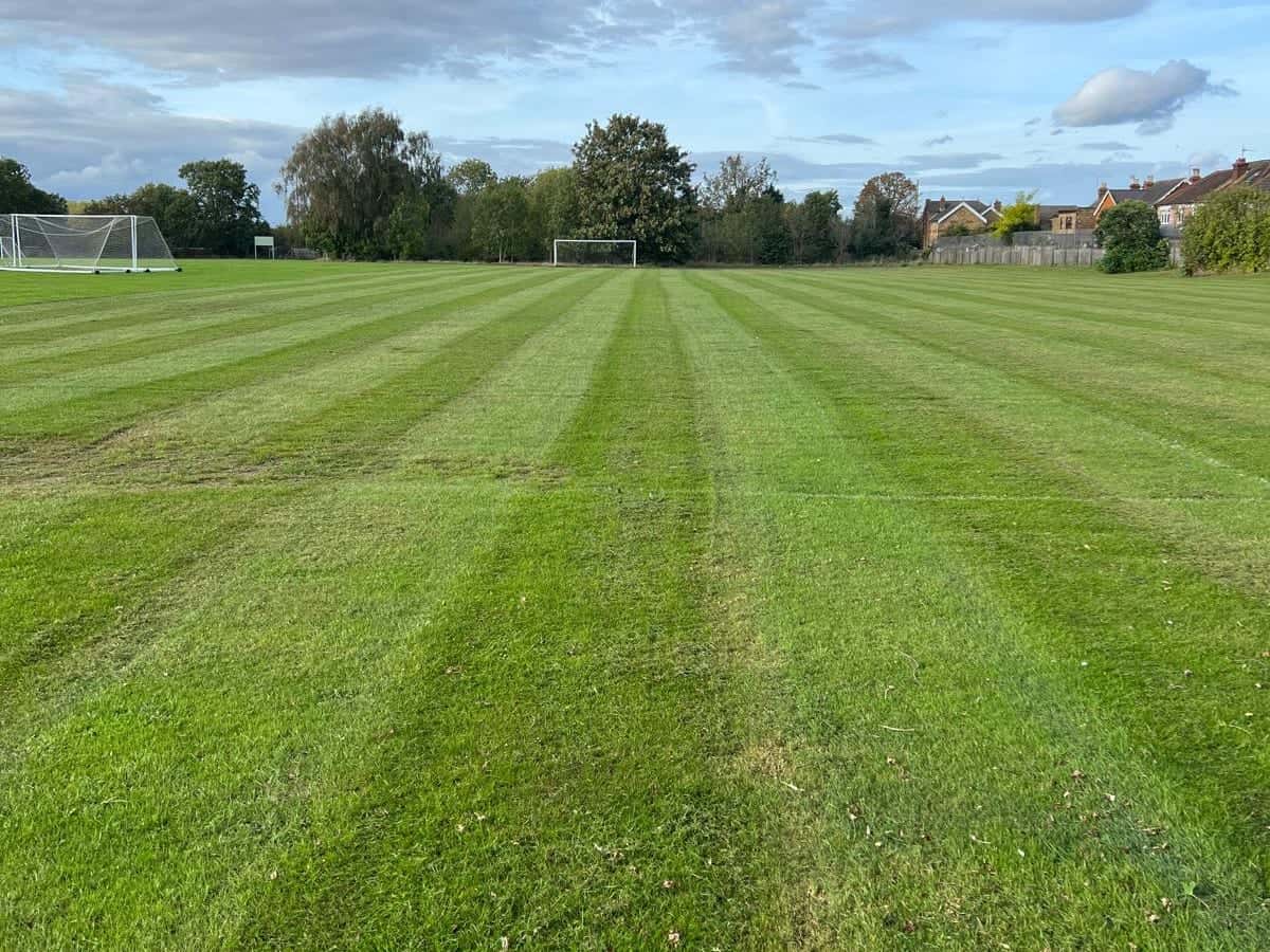 Striped football pitch